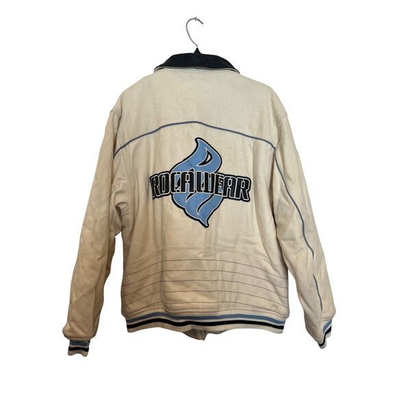 Vintage Rocawear Beige & Black Mens Jacket Varsity Wool Blend - Picture 2 of 6